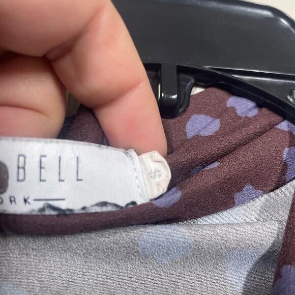 Hunter Bell Small Finley Blouse Maroon Polka Dot Bow Wrap Tie Neck Career - Picture 12 of 12